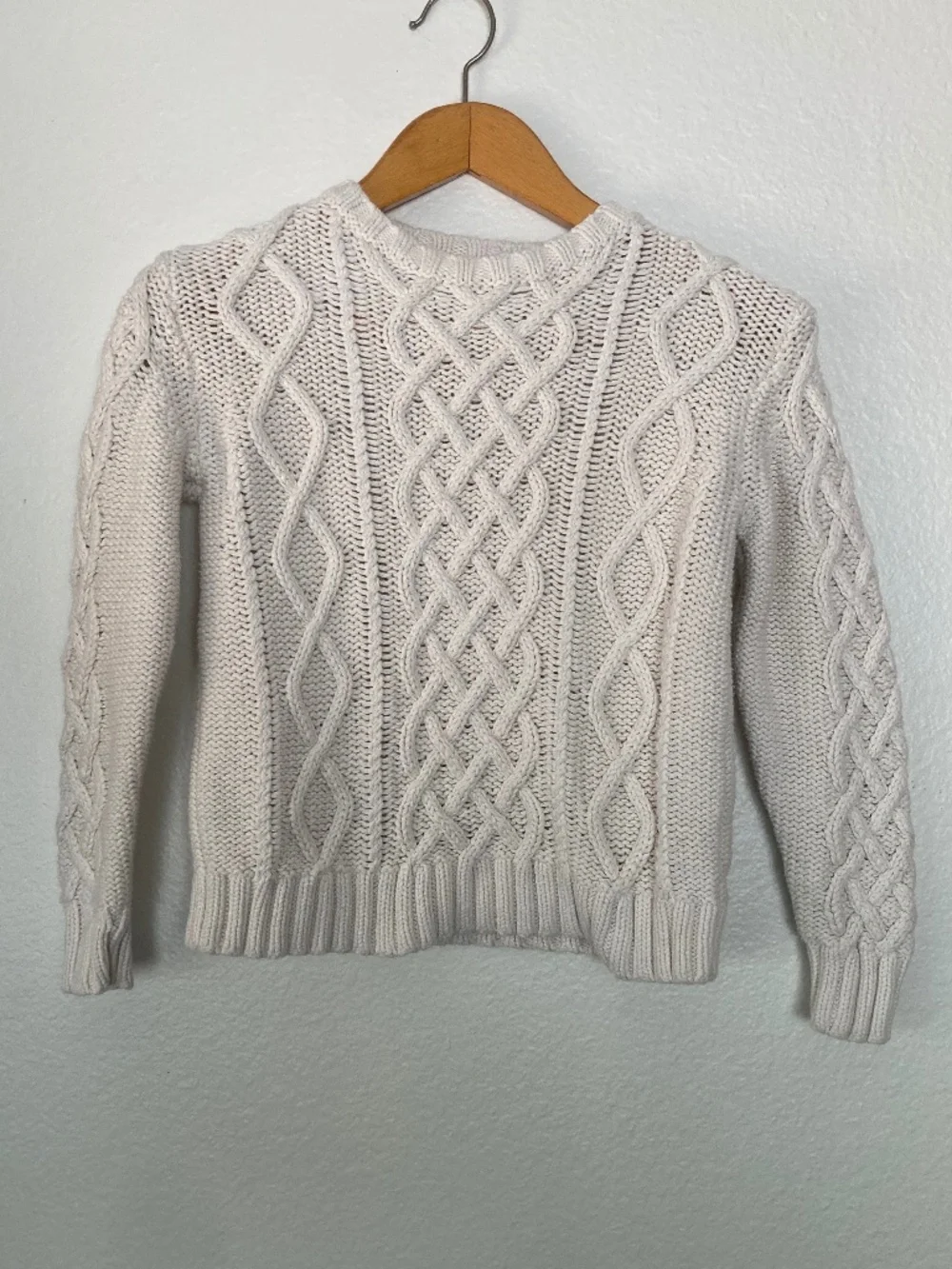 J. Crew Crewcuts Classic Fisherman Cable Knit Sweater Cream Size 8